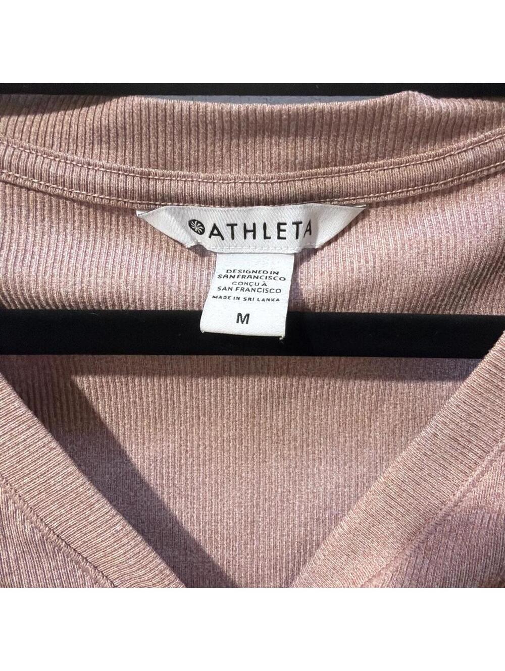 Athleta pink ribbed long sleeve top - Picture 2 of 3